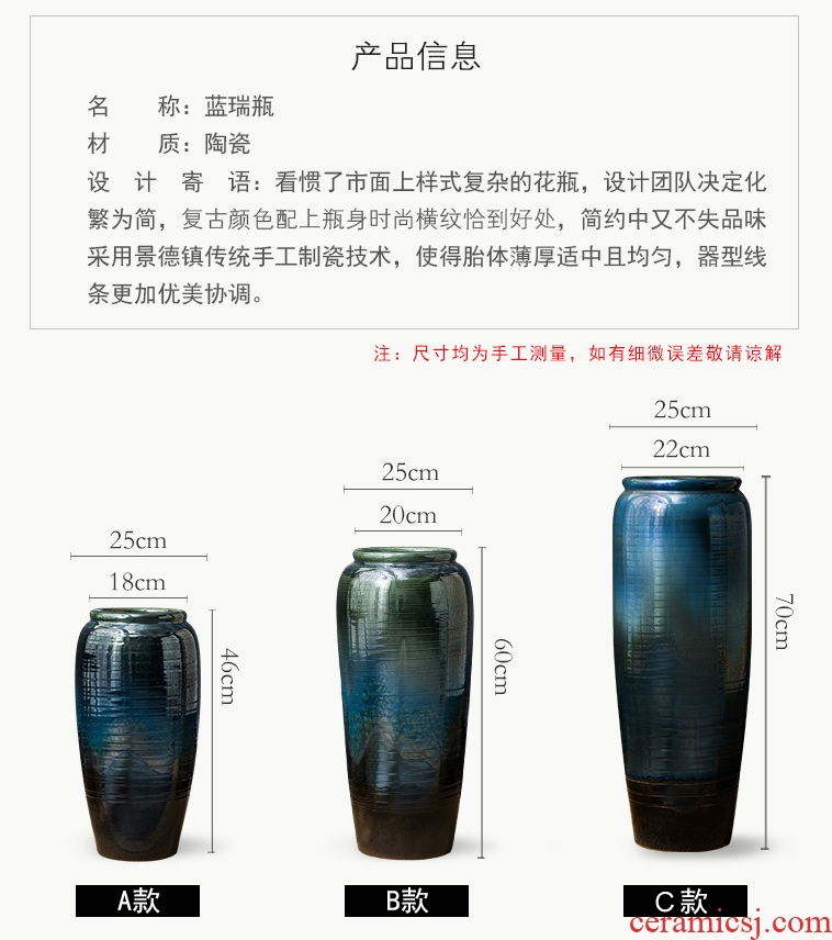 Ceramic vase furnishing articles of large living room TV cabinet flower arranging dried flower vases household contracted and contemporary decorative POTS