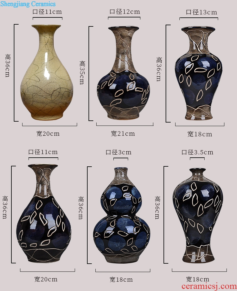 Jingdezhen ceramics creative vase dry flower arranging place Chinese style household adornment ornament blue large living room