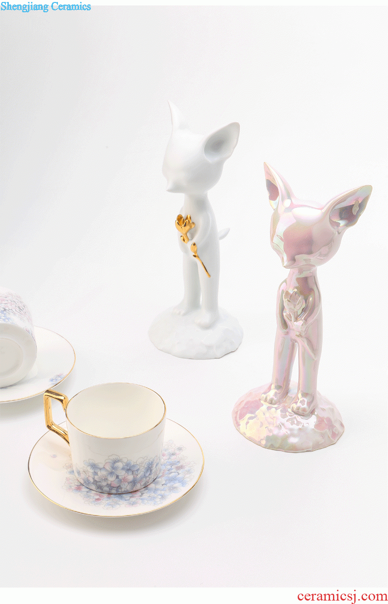 The fox opens to booking a 】 【 creative tea pet home decoration ceramic tea set tea ceremony decorative furnishing articles