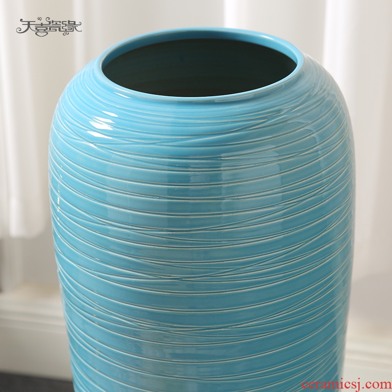 Contracted and contemporary ceramic vase furnishing articles sitting room dry flower arranging large landing simulation flower hotel villa soft decoration