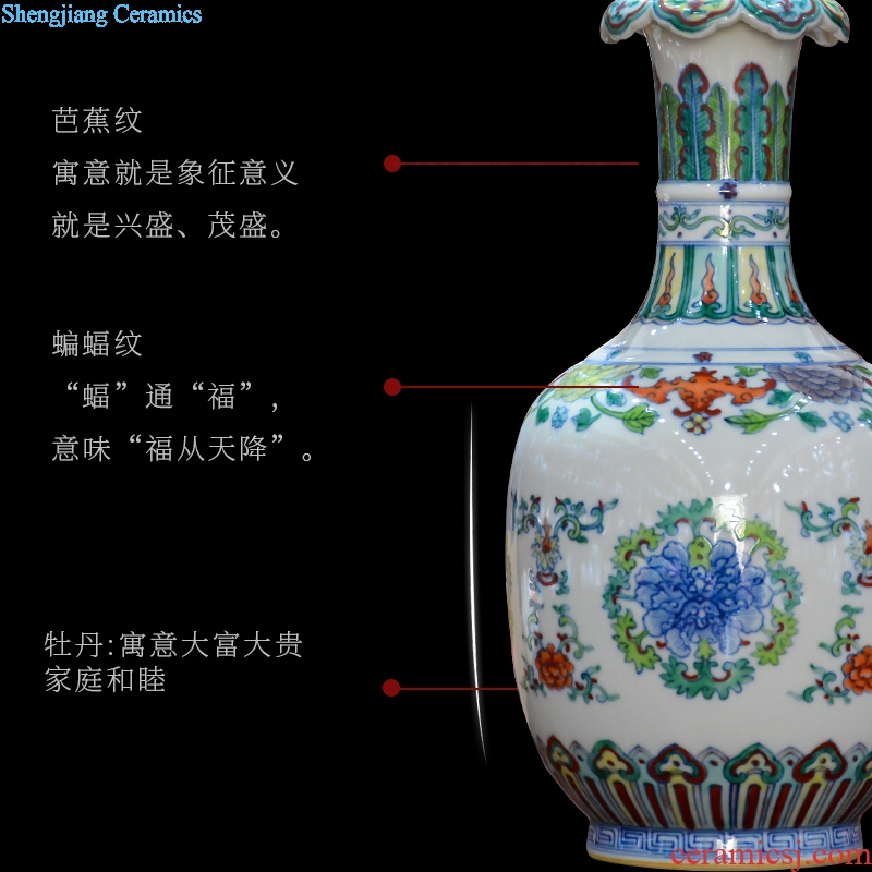 Jingdezhen ceramics imitation qing qianlong vase pastel hand-painted design new Chinese style sitting room adornment is placed