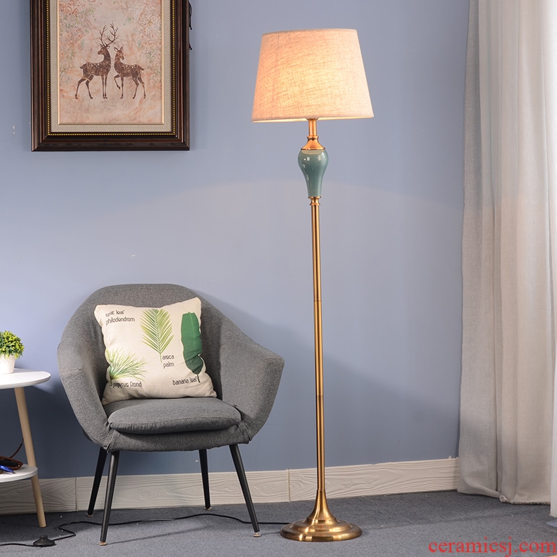 American ceramic floor lamp sitting room bedroom study creative decorative Nordic contracted warm vertical desk lamp of the head of a bed
