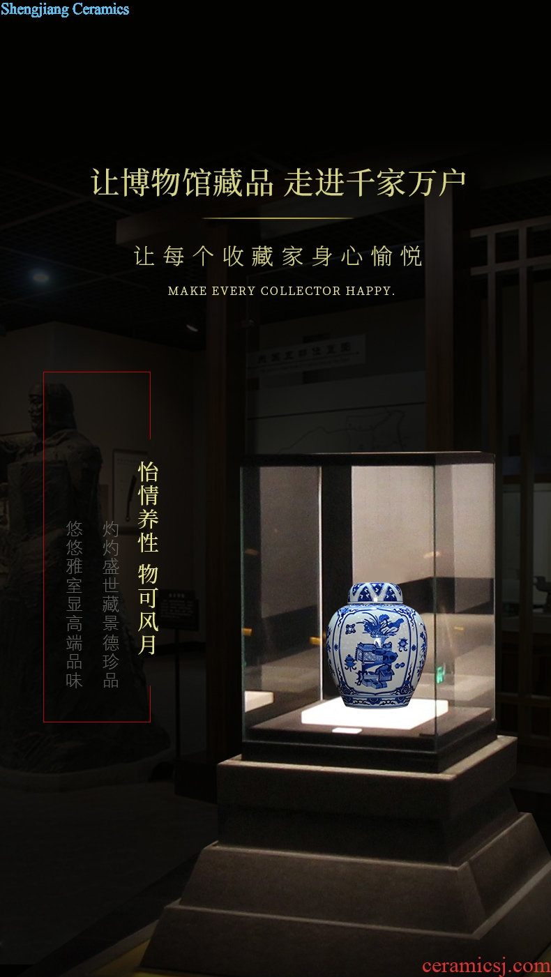Jingdezhen ceramics imitation qing qianlong hand-painted design of blue and white porcelain vases, new Chinese style living room decorations furnishing articles