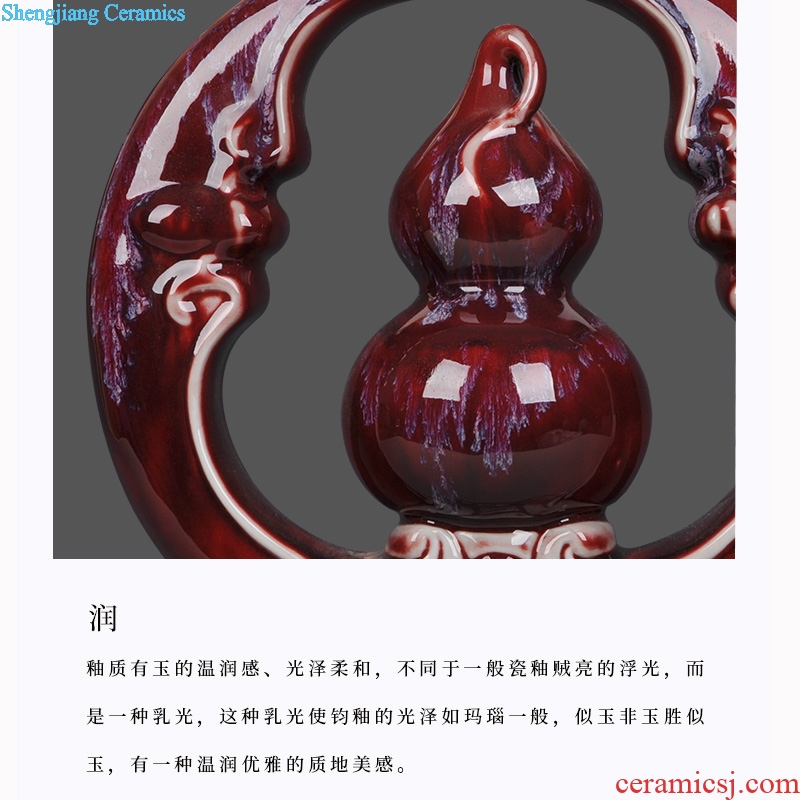 Archaize of jun porcelain of jingdezhen ceramics glaze gourd red home decoration antique porch decoration handicraft furnishing articles