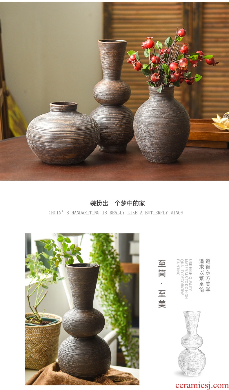 Jingdezhen ceramic mesa floret bottle coarse pottery zen Chinese style restoring ancient ways in dry flower is placed the living room table decorations