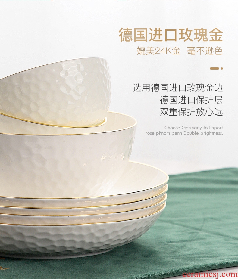 European style phnom penh dish suits home dish bowl chopsticks dishes bone China jingdezhen ceramics cutlery set jade