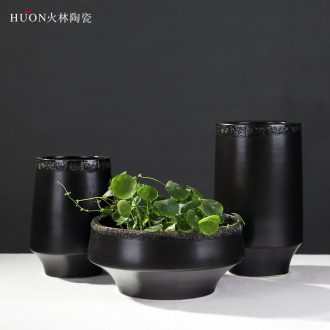 Jet Chinese wind restoring ancient ways ceramic vase of modern new Chinese style wood house sitting room zen place adorn article
