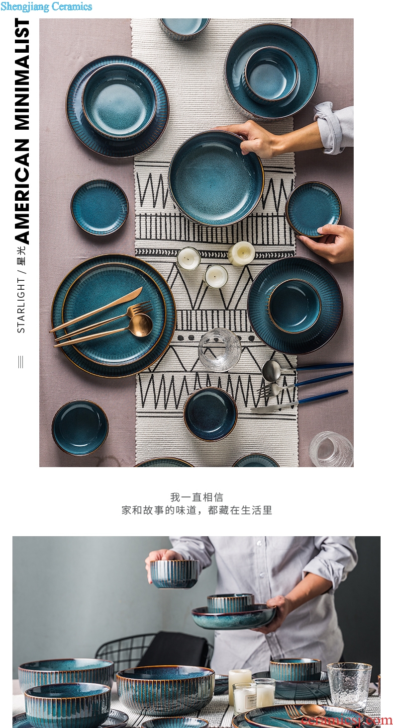 Ijarl million jia creative ceramic tableware suit household dish dish dish of rice bowl soup plate variable glaze starlight