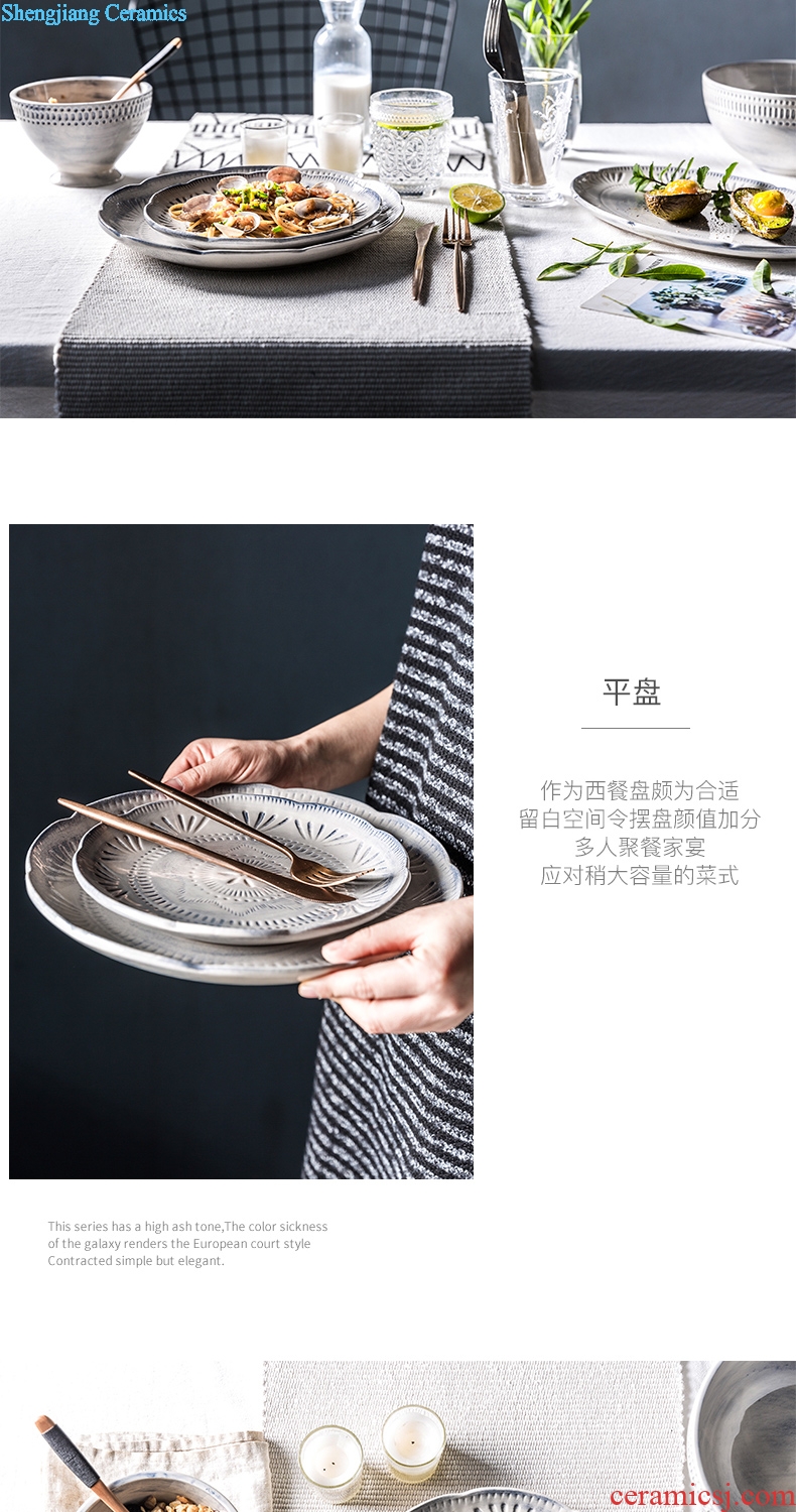 Million jia web celebrity ins ceramic tableware dishes creative household Nordic tableware moved into gift set the Louvre