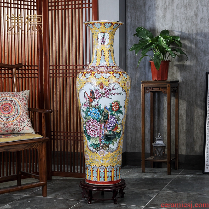 Jingdezhen ceramics hand-painted large vases, new Chinese style opened housewarming gift flower arrangement sitting room adornment is placed