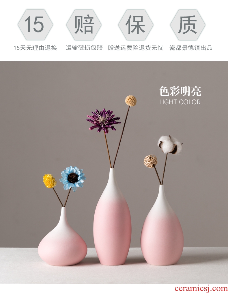 Vase furnishing articles sitting room dry flower arranging flowers small pure and fresh and ceramic home decoration ins wind Nordic sitting room adornment