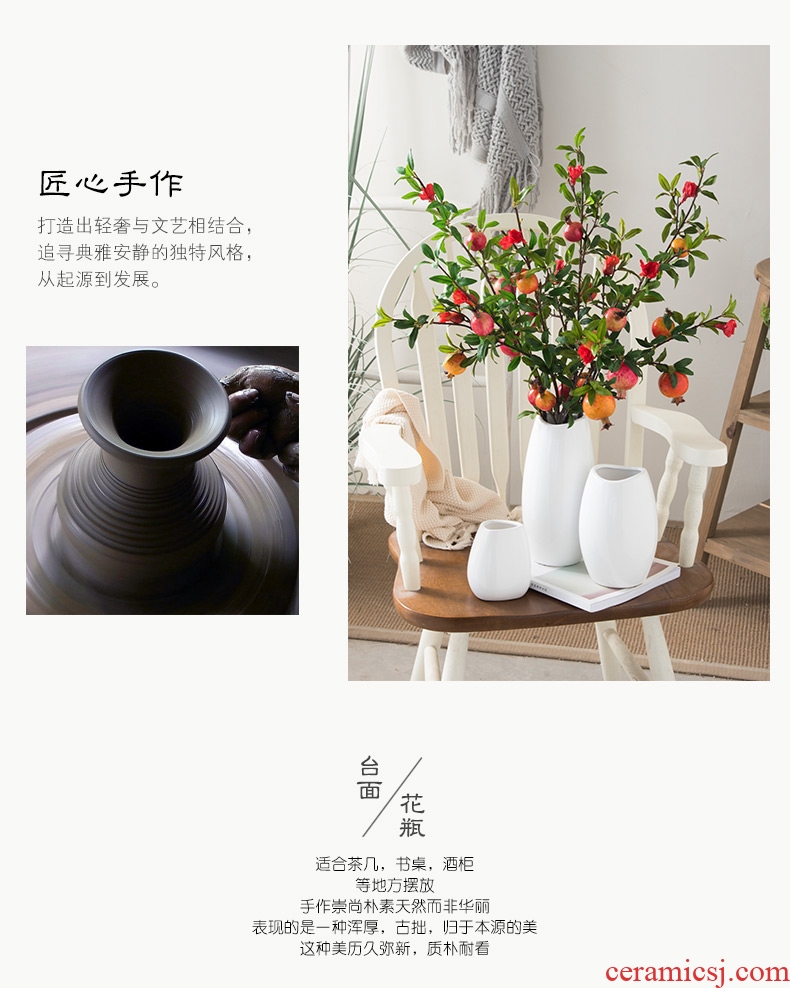 Contemporary and contracted mesa table vase dried flower simulation example room living room table furnishing articles set ceramic bottle