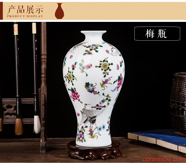Jingdezhen ceramics colored enamel noctilucent floret bottle home office study rich ancient frame adornment furnishing articles