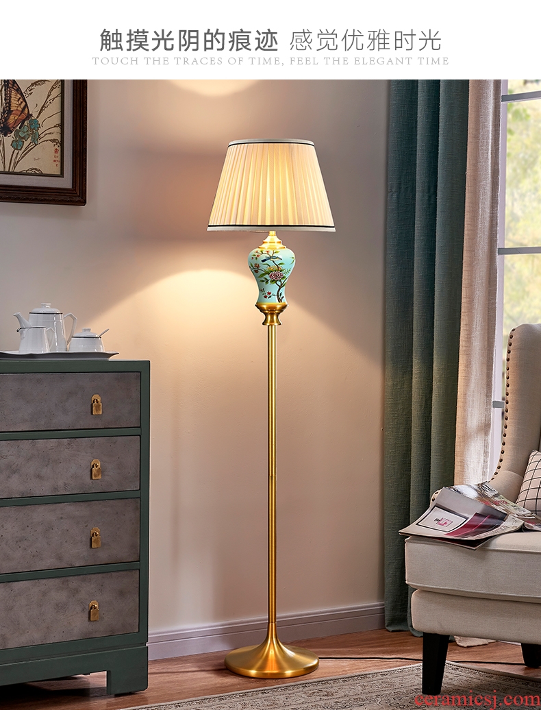 Hand-painted painting of flowers and American ceramic floor lamp sitting room is contracted and contemporary study light vertical desk lamp of bedroom the head of a bed to restore ancient ways