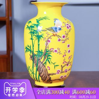 Jingdezhen ceramics from yellow floret bottle of flower arranging new wine sitting room adornment rich ancient frame of Chinese style household furnishing articles