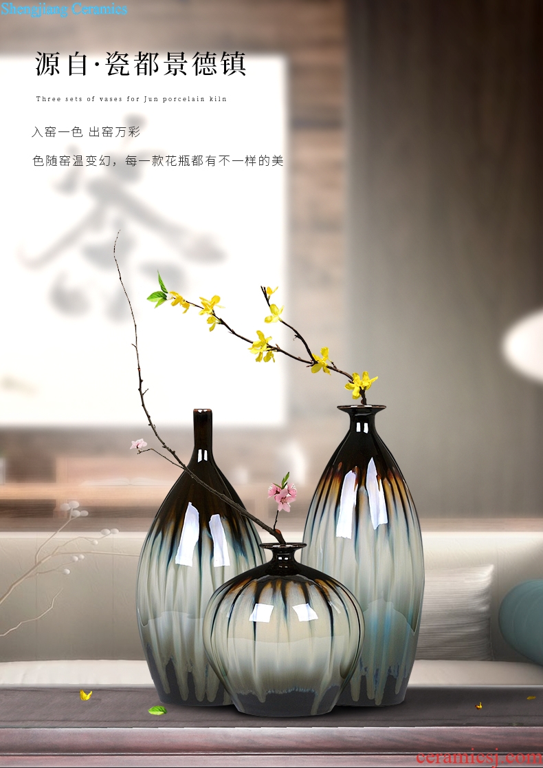 Jingdezhen ceramics kiln vase three-piece flower arrangement home furnishing articles or restoring ancient ways is the sitting room porch decoration