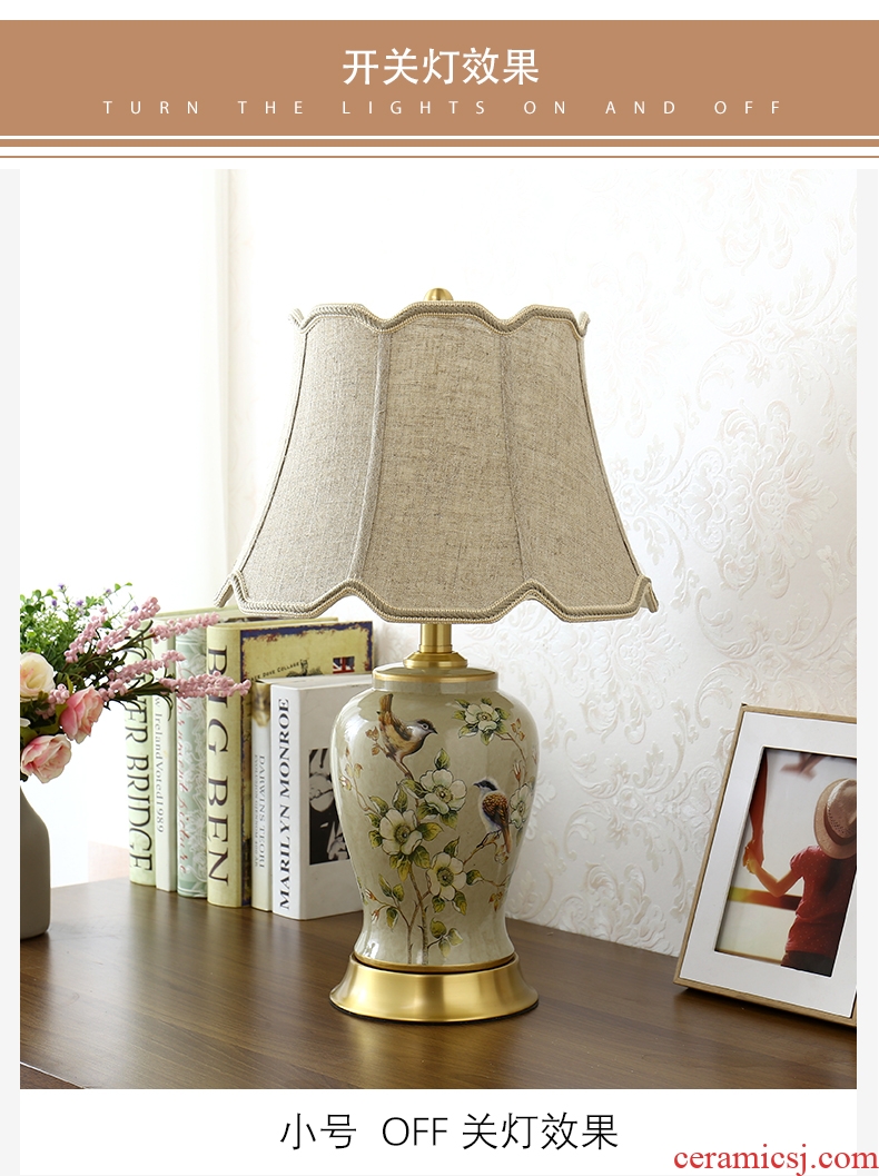 Desk lamp of bedroom the head of a bed lamp sitting room corner several European rural new Chinese style restoring ancient ways American luxury full copper ceramic lamp