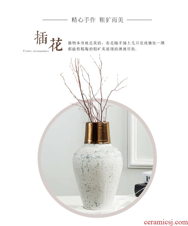 European sitting room ark of jingdezhen ceramic vases, contemporary and contracted household decorative dried flowers coarse pottery furnishing articles flower arrangement