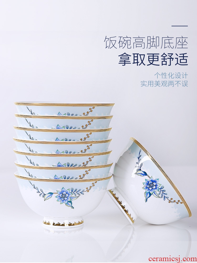 Dishes suit household european-style phnom penh high-grade bone porcelain tableware of French luxury ceramic bowl bowl a delicate combination