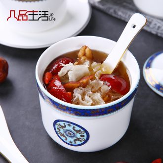Stew water pure white ceramic with cover soup cup tank steamed soup cup size bowl of stew pot home bird's nest