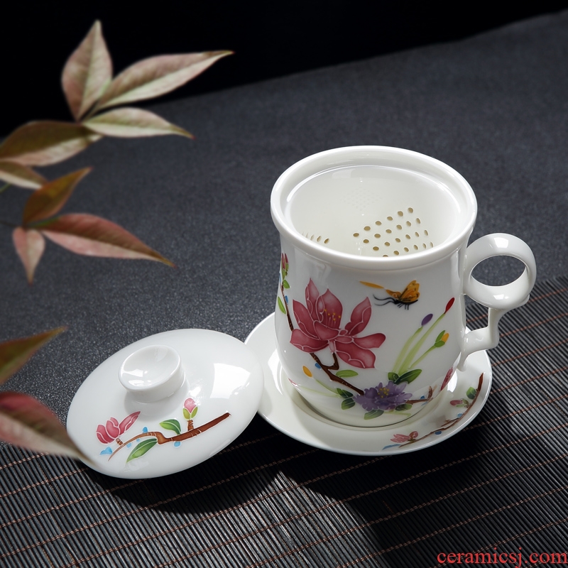 DH tea mugs with cover filter hand-painted teacup household jingdezhen tea cup set office