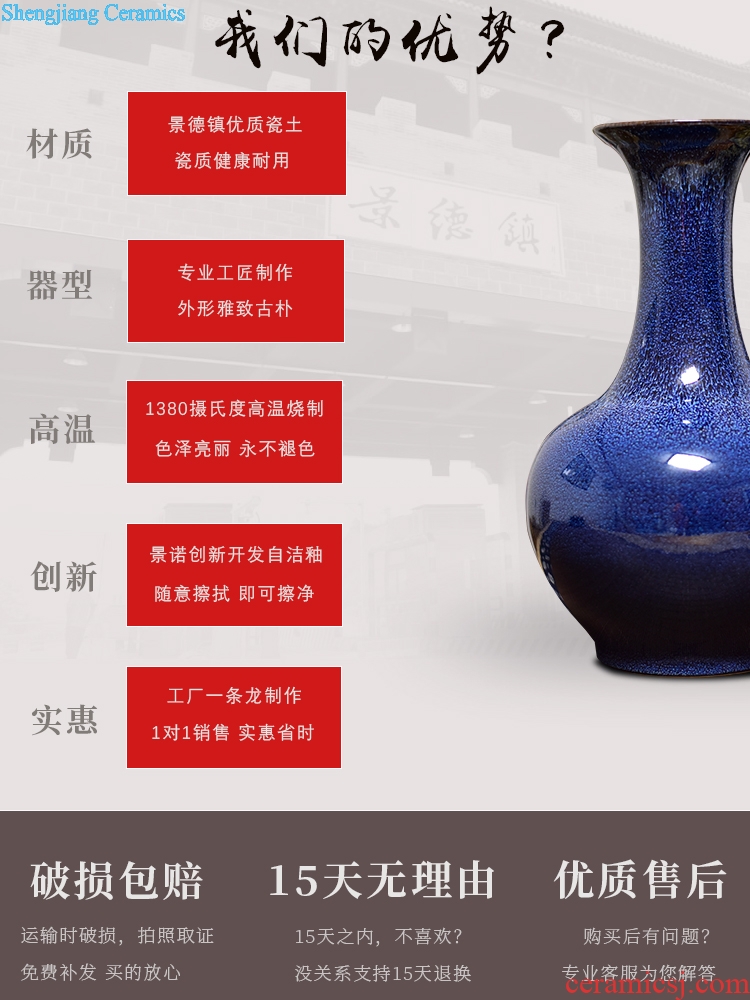 Jingdezhen ceramics creative vase dry flower arranging place Chinese style household adornment ornament blue large living room