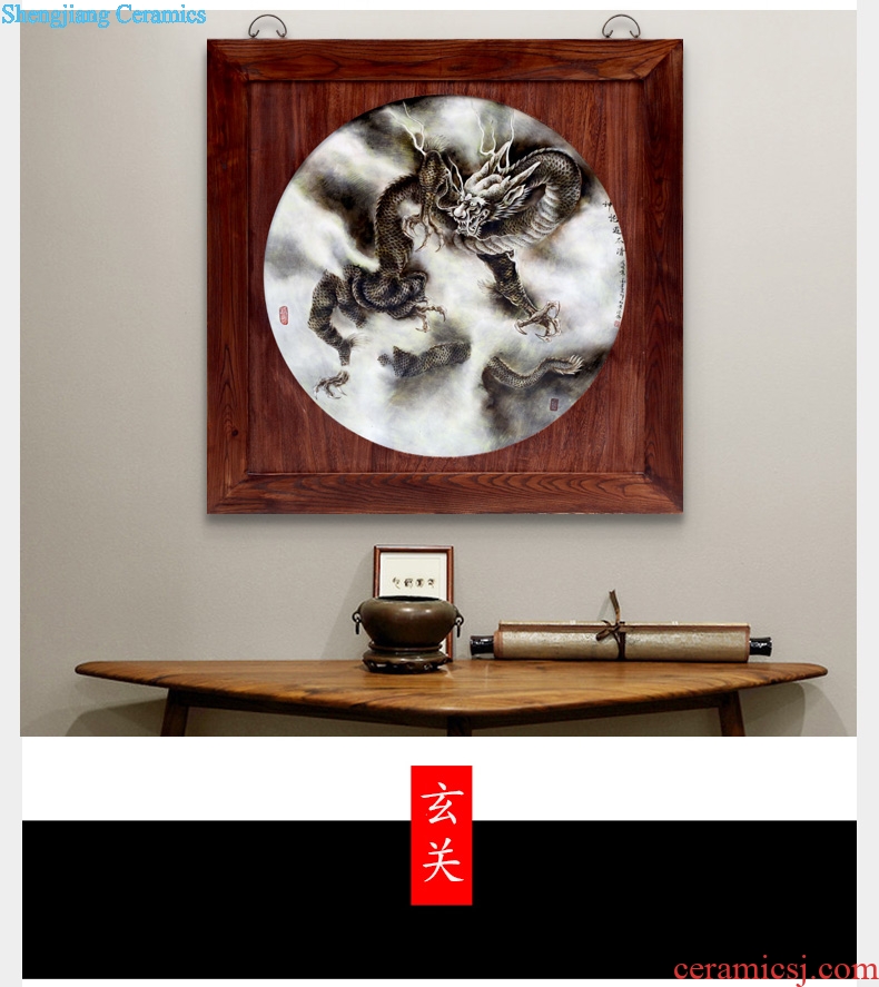 Jingdezhen square porcelain plate painting too qing dragon ao hang a picture to the sitting room adornment office opening gifts