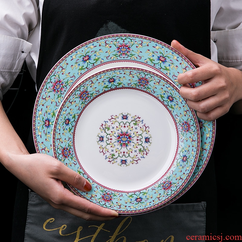 [directly] Philip trent dishes suit Chinese jingdezhen colored enamel palace bone porcelain tableware home dishes