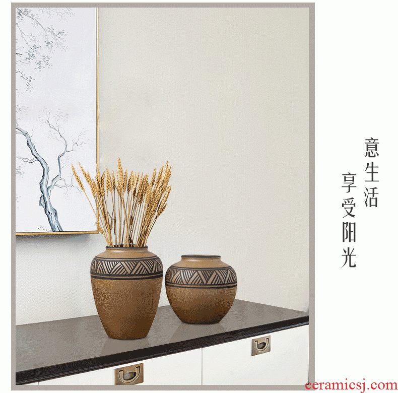 Jingdezhen ceramics vase dried flowers creative furnishing articles of modern home decoration of Chinese style restoring ancient ways the sitting room porch flower arrangement