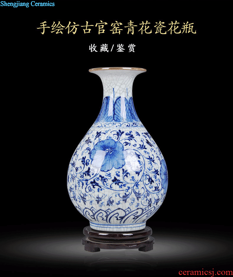 Jingdezhen ceramic hand-painted guanyao blue and white porcelain flower rich ancient frame under the glaze color antique crafts home sitting room decoration