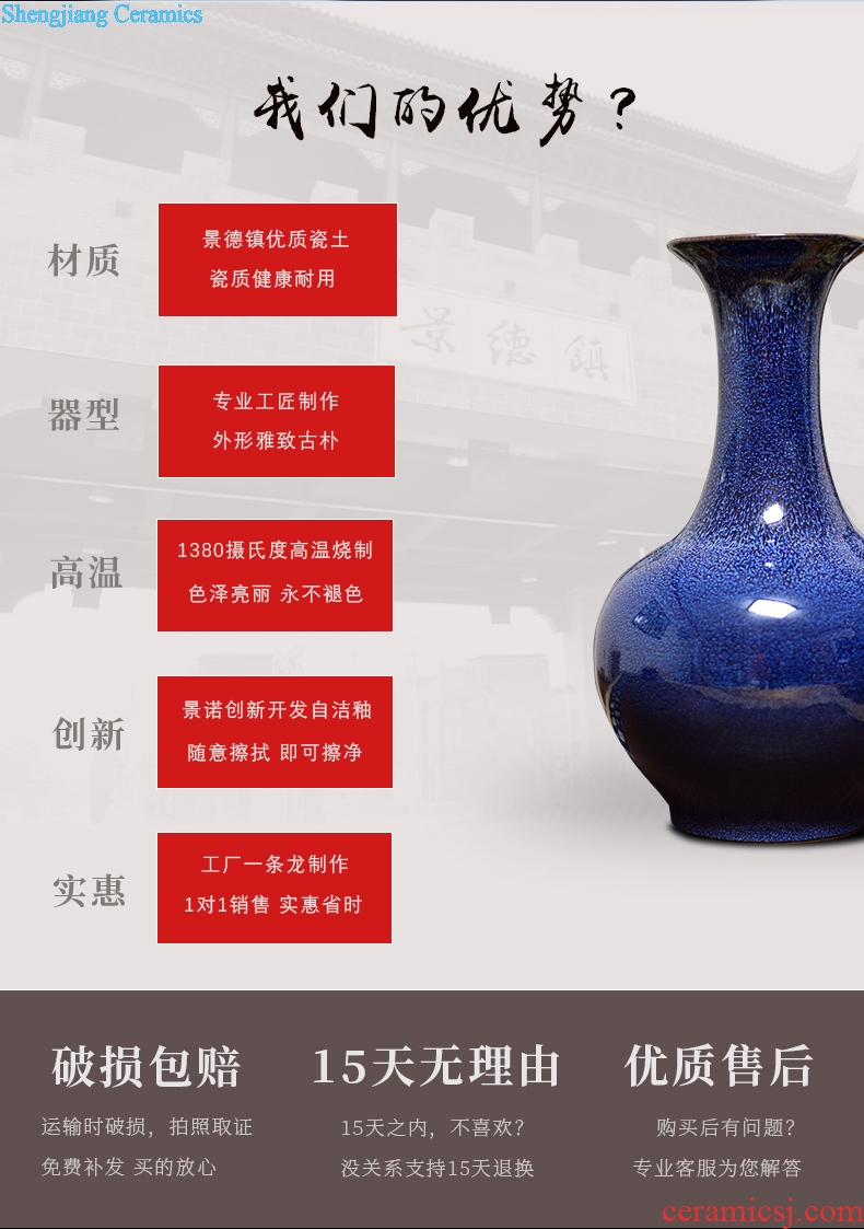 Jingdezhen ceramics creative vase dry flower arranging place Chinese style household adornment ornament blue large living room