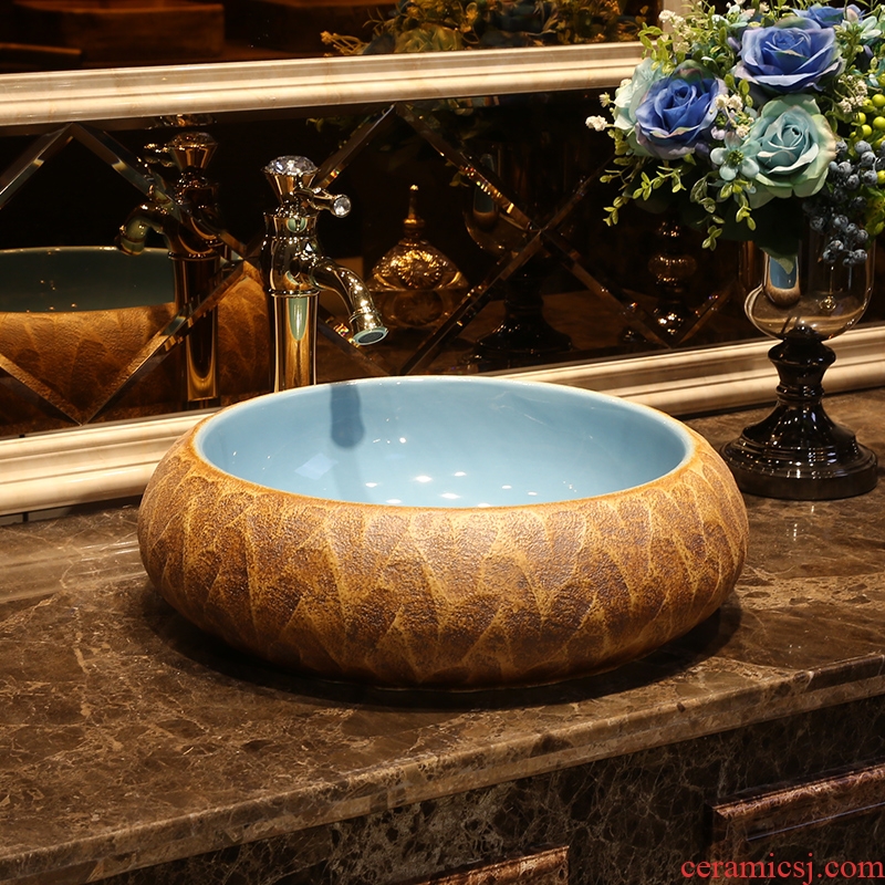 JingYan stone grain art stage basin archaize ceramic lavatory sink American basin restoring ancient ways round the stage
