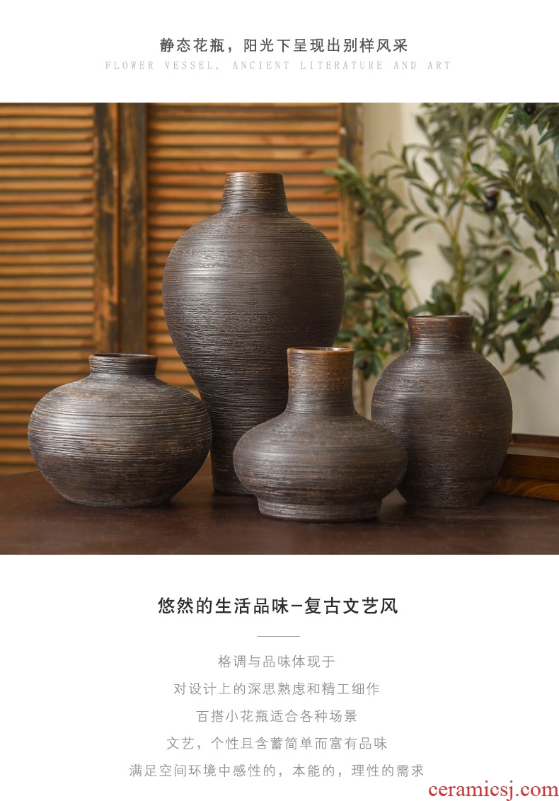 Jingdezhen ceramic mesa floret bottle coarse pottery zen Chinese style restoring ancient ways in dry flower is placed the living room table decorations