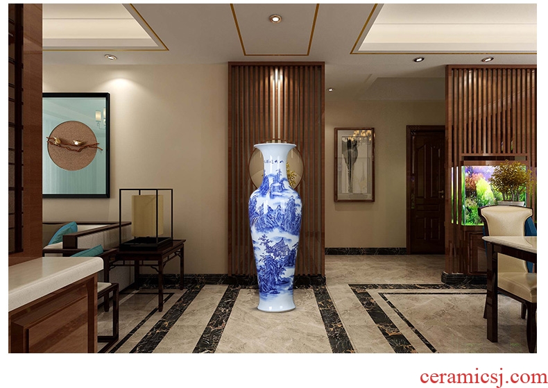 Jingdezhen blue and white ceramics of large vases, flower arrangement and moved into the sitting room TV cabinet decorative furnishing articles