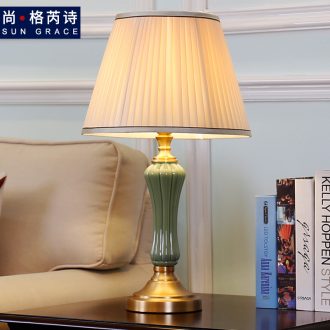 American whole copper ceramic desk lamp lights luxurious sitting room show originality of bedroom the head of a bed decoration European romantic warmth