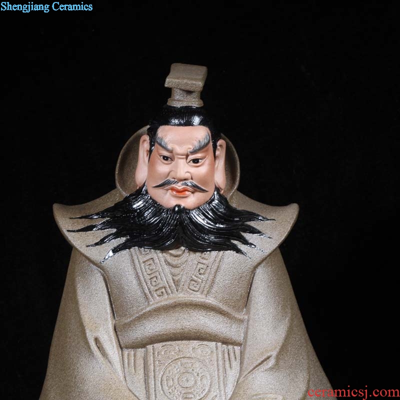 Cao cao characters ceramic porcelain sculpture furnishing articles furnishing articles qin shihuang sculpture porcelain history the emperor