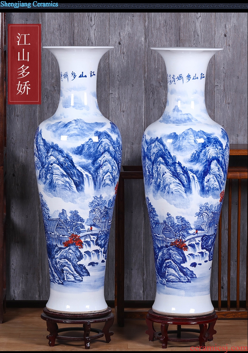 Jingdezhen ceramics of large blue and white porcelain vase sitting room open TV ark adornment of Chinese style household furnishing articles