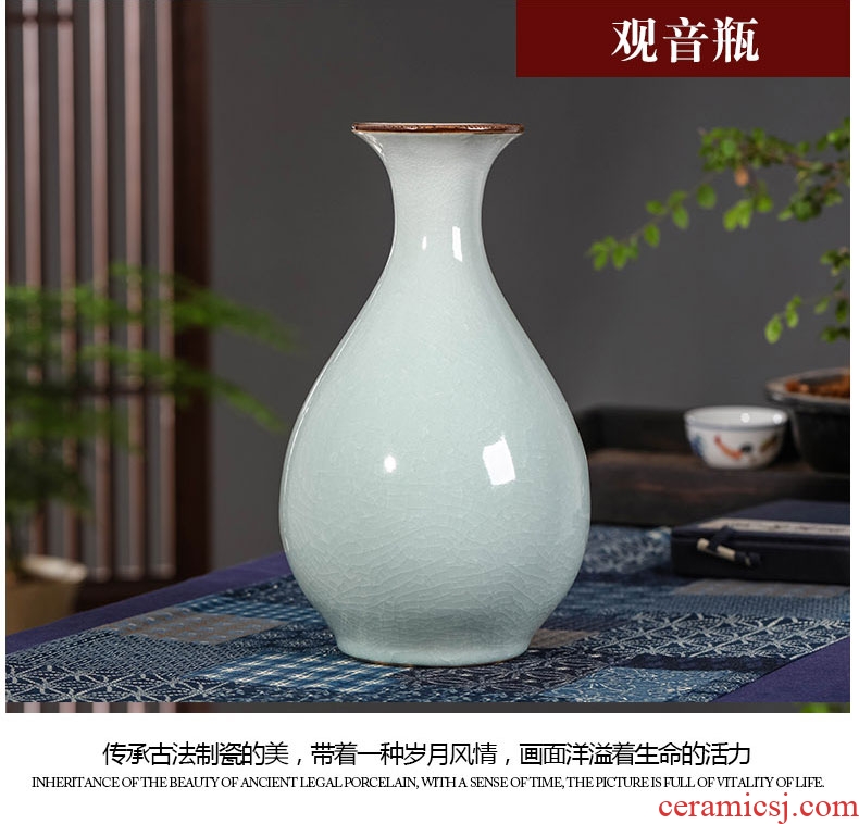 Jingdezhen porcelain ceramic vase ice crack glaze ceramic sitting room of Chinese style household adornment company furnishing articles of borneol