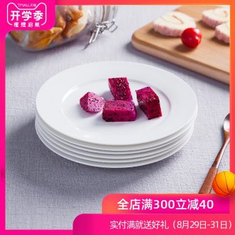 Jingdezhen pure white dish 6 8 "dinner plate flat shallow 0 platter the bone porcelain plates round plate