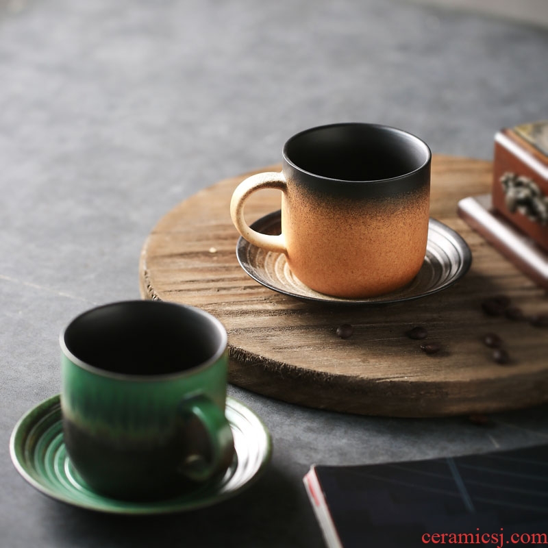 Ceramic coffee cups and saucers group hand Japanese coarse ceramic coffee cup coffee retro kit contracted Italian cup by hand