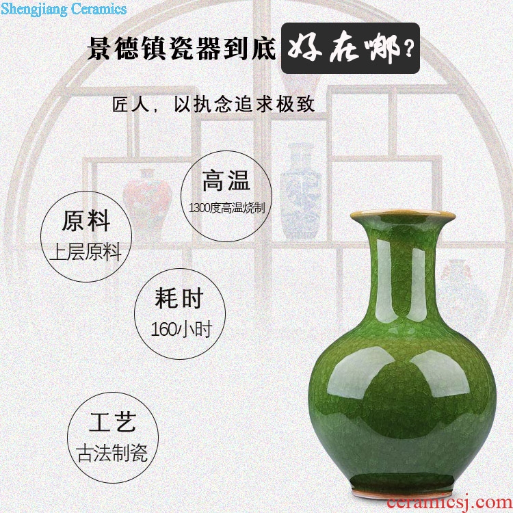 Archaize of jingdezhen ceramics kiln crack glaze jade borneol vase household adornment of contemporary sitting room is placed