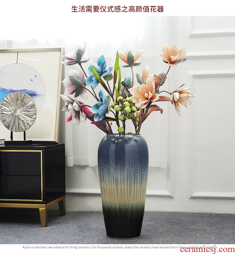 Jingdezhen large ground vase furnishing articles sitting room hotel flower arrangement between example covers household adornment ornament