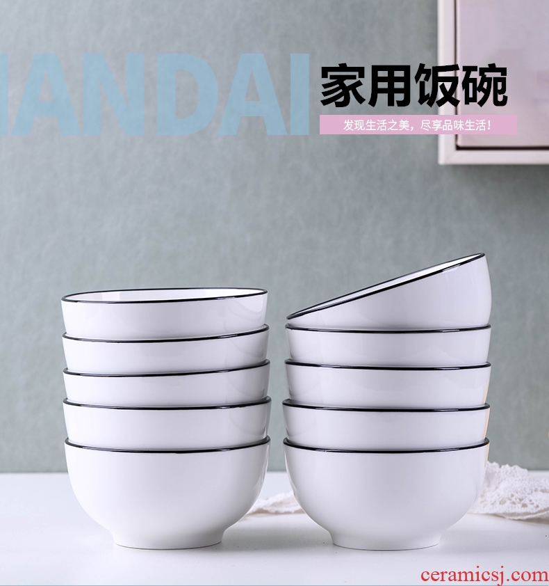 Creative cute black ceramic bowl household single rice bowls of many specifications european-style soup can eat rice bowl bubble rainbow noodle bowl