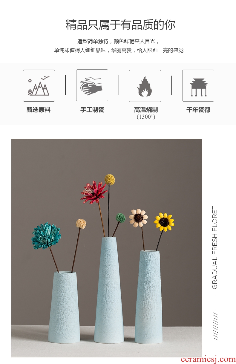 Ceramic floret bottle furnishing articles contracted sitting room Nordic small and pure and fresh flower implement creative cabinet table dry flower vases, suit