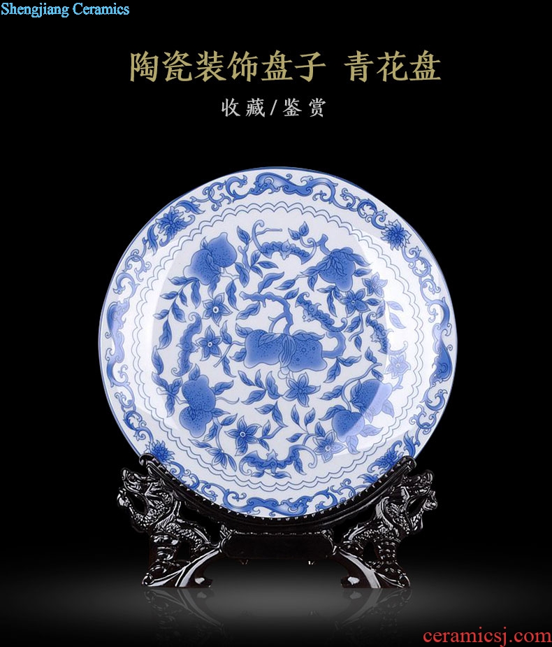 The sitting room of Chinese style household art of jingdezhen ceramics plate QingHuaPan craft supplies creative gifts furnishing articles