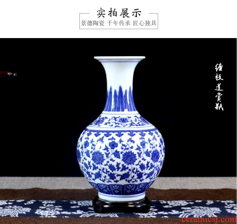 Blue and white porcelain vase furnishing articles flower arranging archaize little sitting room adornment handicraft gift of new Chinese style of jingdezhen ceramics