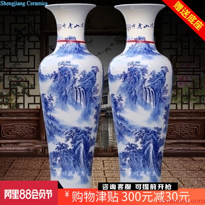Blue and white porcelain of jingdezhen ceramics yunshan xiufeng landing big sitting room adornment vase hotel furnishing articles