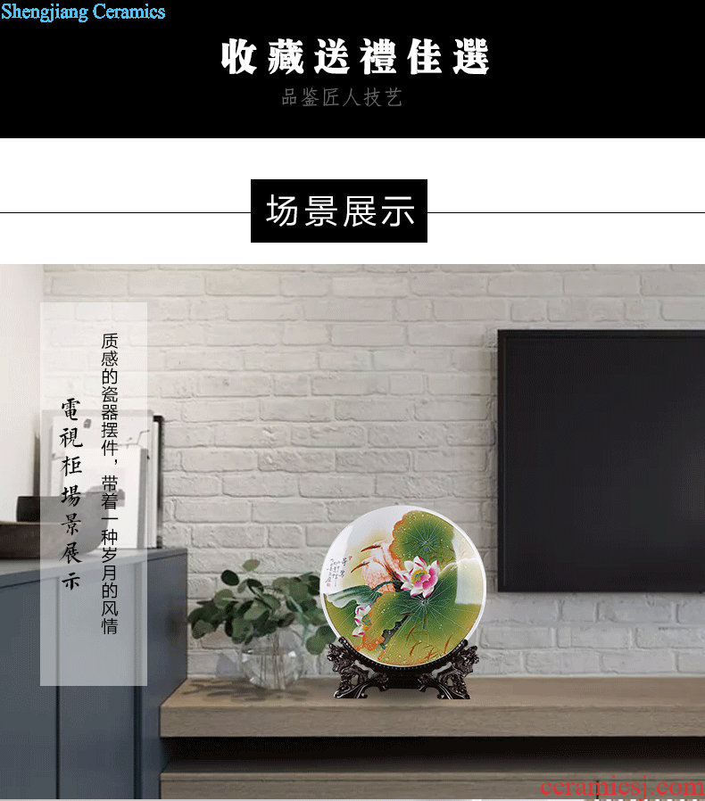 Jingdezhen ceramic hang dish of new Chinese style decoration plate living room TV ark home furnishing articles furnishing articles hand-painted sat dish household