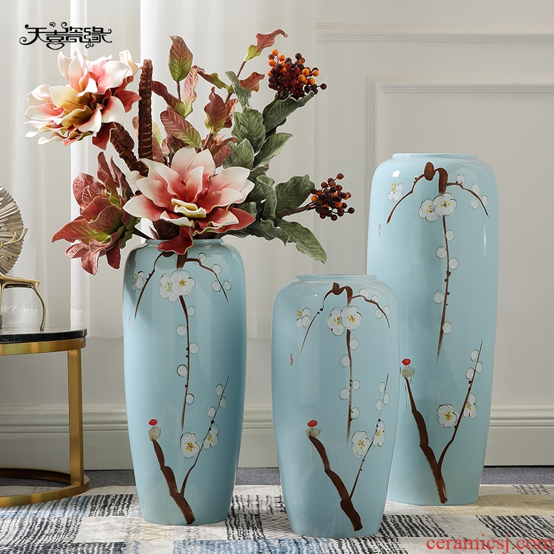 Jingdezhen ceramic Chinese landing big simulation flower vase large sitting room sets flower arranging hotel decoration furnishing articles