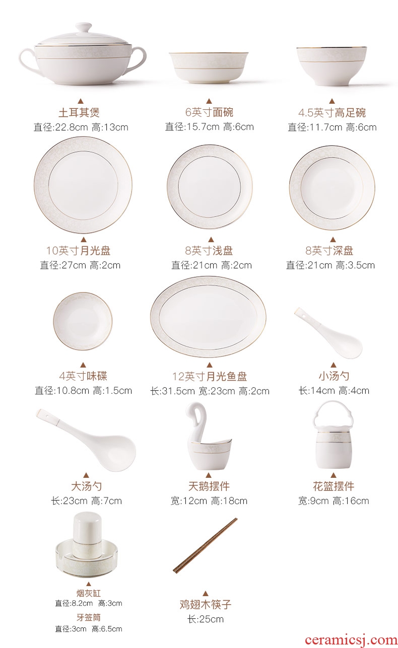 Korean dishes, dishes suit household ceramics bowl combination marriage bowl chopsticks gift box jingdezhen ceramic tableware